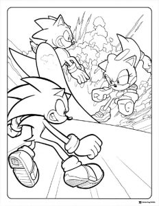 Sonic and Friends Coloring Page in Dynamic Action