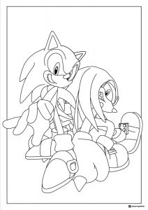 Sonic and Knuckles Action Pose Coloring Page