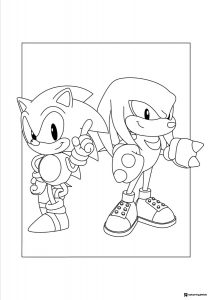 Sonic and Knuckles Standing Together Coloring Page