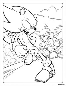Sonic and Sally Acorn Coloring Page ready for battle
