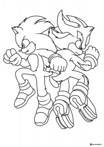 Sonic and Shadow Fighting Pose Coloring Page