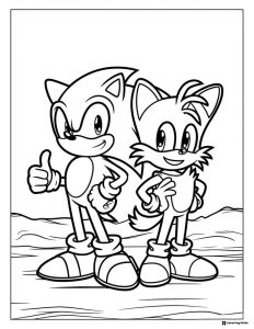 Sonic and Tails Coloring Page Giving Thumbs Up Together