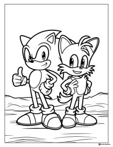 Sonic and Tails Coloring Page Thumbs Up