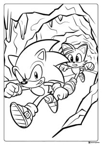 Sonic and Tails Escape Cave Coloring Sheet