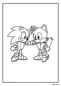 Sonic and Tails Fist Bump Coloring Sheet