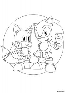 Sonic and Tails Posing Together Coloring Page