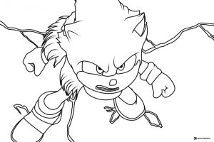 Sonic with Lightning Coloring Page