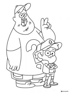 Soos and Dipper Coloring Page Posing