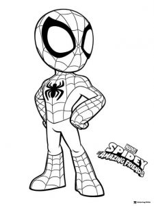 Spidey Coloring Page with Hands on Hips