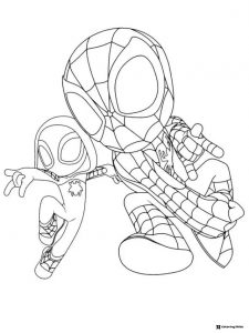 Spidey and Spin Action Pose Coloring Page