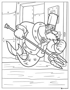 SpongeBob Coloring Page King Neptune holding a trident