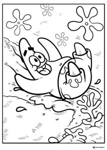 SpongeBob Coloring Page Patrick swimming