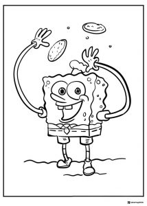 SpongeBob Coloring Page SpongeBob juggling food