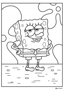SpongeBob Coloring Page standing with hands on hips