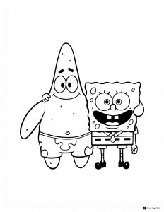 SpongeBob Coloring Sheet Patrick with arm around smiling SpongeBob