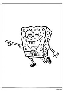SpongeBob Coloring Sheet SpongeBob SquarePants pointing happily