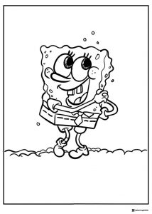 SpongeBob Coloring Sheet SpongeBob happy