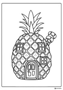 SpongeBob Coloring Sheet SpongeBobs pineapple house with many windows
