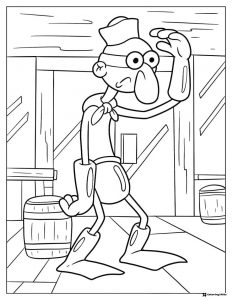 SpongeBob Coloring Sheet Thin character with glasses in a room