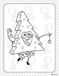 SpongeBob Coloring Sheet as a Christmas tree