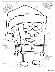 SpongeBob SquarePants Christmas coloring sheet