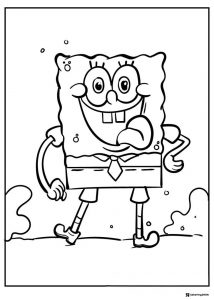 SpongeBob SquarePants Coloring Page with tongue out