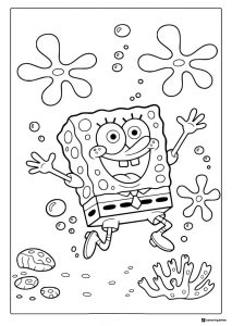 SpongeBob SquarePants swimming happily Coloring Page