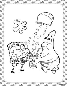 SpongeBob and Patrick Coloring Page drinking together