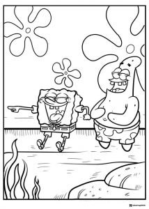 SpongeBob and Patrick Coloring Sheet laughing
