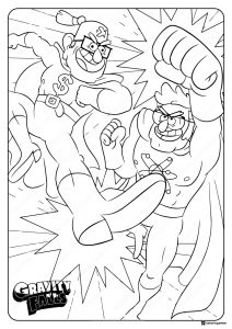 Stan and Ford fighting Coloring Page