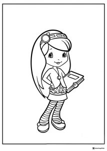 Strawberry Shortcake coloring page holding a book