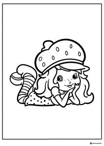 Strawberry Shortcake coloring page lying down smiling