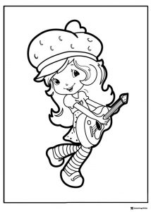 Strawberry Shortcake coloring page playing guitar