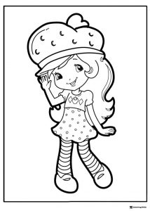 Strawberry Shortcake coloring page waving