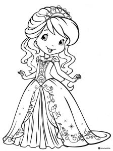 Strawberry Shortcake coloring page wearing a princess gown