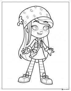 Strawberry Shortcake coloring sheet in a strawberry hat