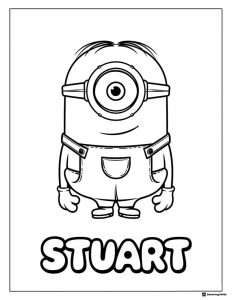 Stuart Minion Coloring Page with Name