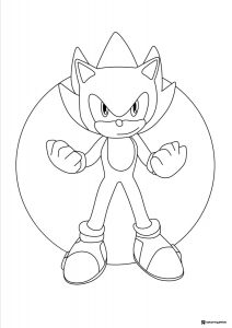 Super Sonic Coloring Page in a powerful stance