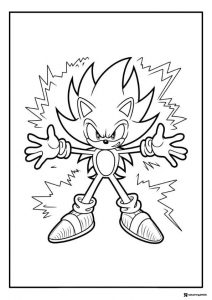 Super Sonic Powering Up Coloring Sheet with Energy