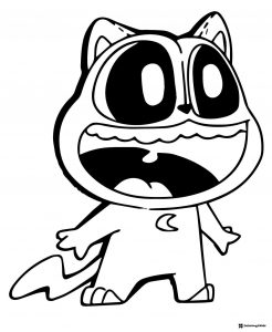 Surprised CatNap Coloring Page with open mouth