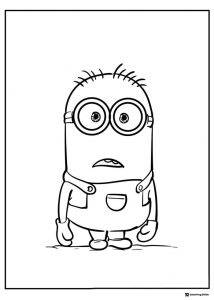 Surprised Minion with open mouth coloring page