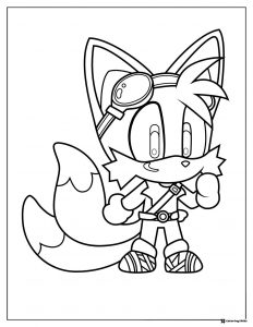 Tails Coloring Page with Goggles and Belt