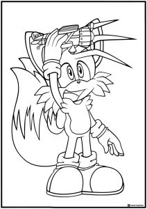 Tails Coloring Sheet with Invention on Head