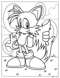Tails Coloring Sheet with Thumbs Up