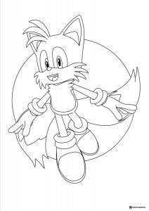 Tails the Fox Flying Coloring Page in Circle