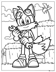 Tails with wrench coloring page