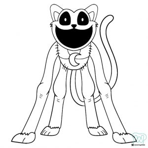 Tall Catnap with wide open mouth Coloring Page