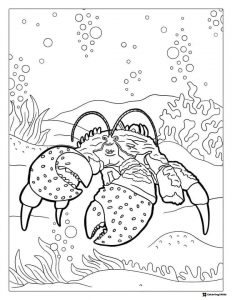 Tamatoa Crab Coloring Page Underwater with Bubbles
