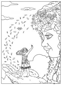 Te Fiti and Moana Coloring Page