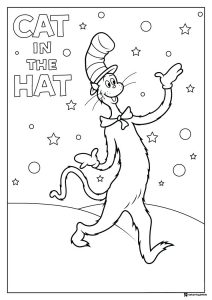 The Cat in the Hat Walking Coloring Page